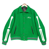 Thickened Loose Bomber Baseball Jacket Green
