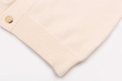 Cotton V-Neck Bones Cardigan Sweater Apricot