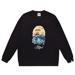 Ape Head Pattern Letter Print Sweatshirt