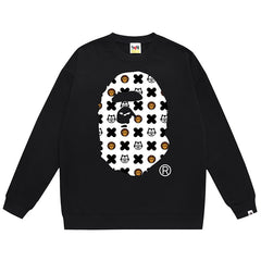 Ape Head Cartoon Pattern Print Sweatshirt