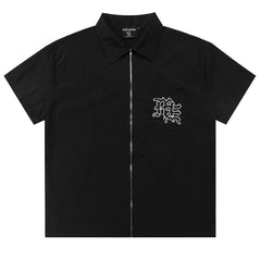 “ME” Rhinestone Zip Up Shirt Tee