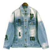 Men's Light Blue Logo Patches Denim Jacket