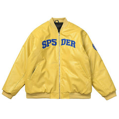 Leather Logo Bomber Jacket