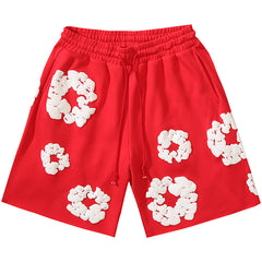 Cotton Wreath Sweat Shorts Red