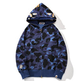 camo double shark full zip hoodie
