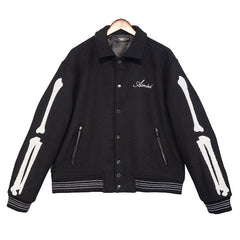Thickened Loose Bomber Baseball Jacket Black
