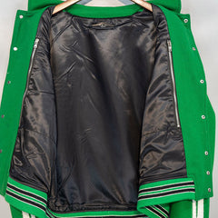 Thickened Loose Bomber Baseball Jacket Green