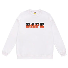 Flame Letter Print Crew Neck Sweatshirt