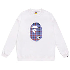 Ape Head Plaid Pattern Print Sweatshirt