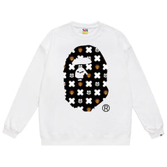 Ape Head Cartoon Pattern Print Sweatshirt