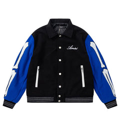 Bone Embroidered Baseball Jacket