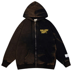 Logo-Print Bleached Cotton-Jersey Zip-Up Hoodie