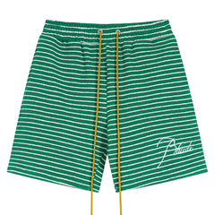 Striped Letter Embroidered Casual Shorts