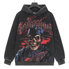 Skull Pattern Printed Hoodie