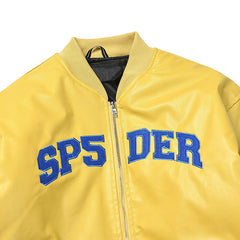 Leather Logo Bomber Jacket