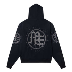 Rhinestone-Emblazoned Logo Hoodie