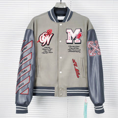 Embroidered Rhinestone Filled Down Cotton Jacket Baseball Uniform