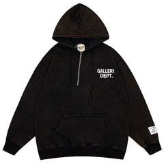 Classic letter print hoodie half zip Hoodie