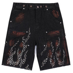 Diamond Embellished Denim Shorts